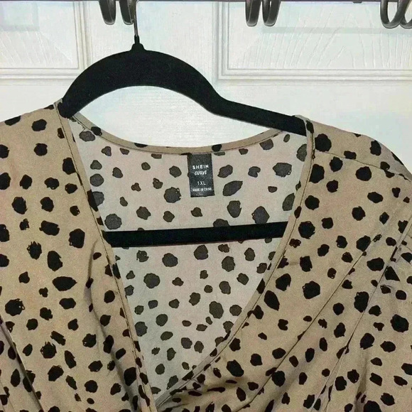 Shein Curve NWOT Flounce Sleeve Overlap Collar Ruffle Hem Belted Dress 1XL - Picture 6 of 6